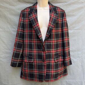 VTG Corbin Ltd Plaid Blazer Red Tartan Plaid Holiday Women's Size 10